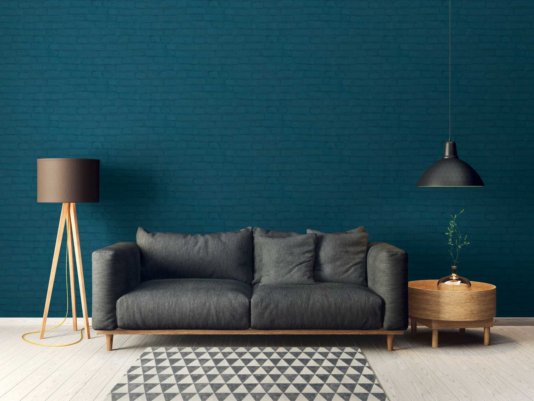             Steintapete Mauer in Klinker-Optik – Blau
        