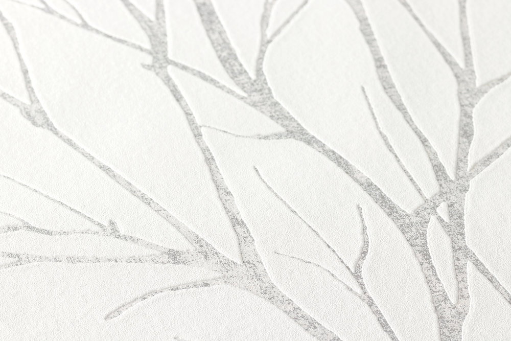             Vliestapete Baummotiv & Metallic-Effekt – Beige, Grau
        