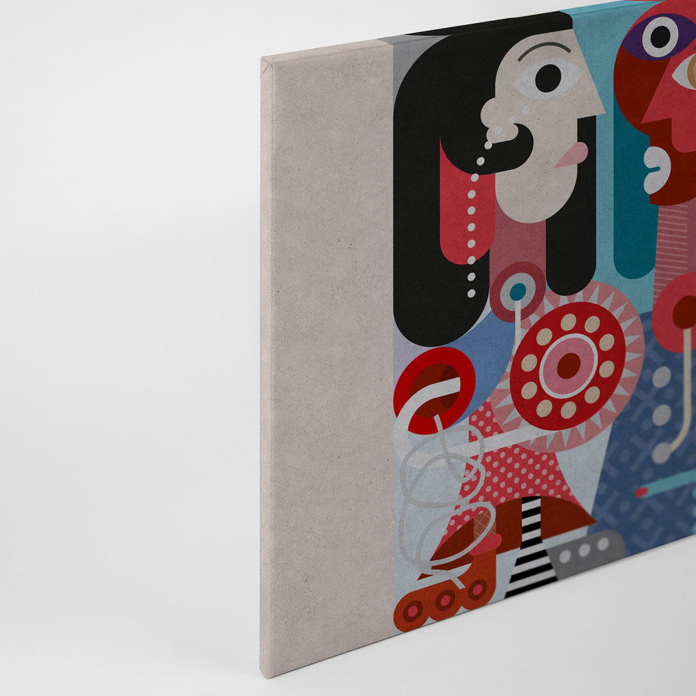             Couples 3 - Pop Art Kunst-Pärchen Leinwandbild in Beton Struktur – 0,90 m x 0,60 m
        