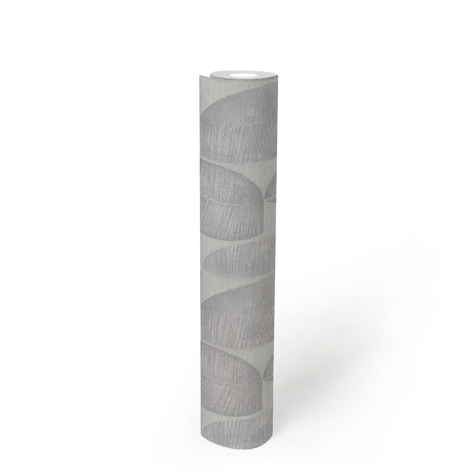 Tapete mit geometrischem Blattmuster – Grau