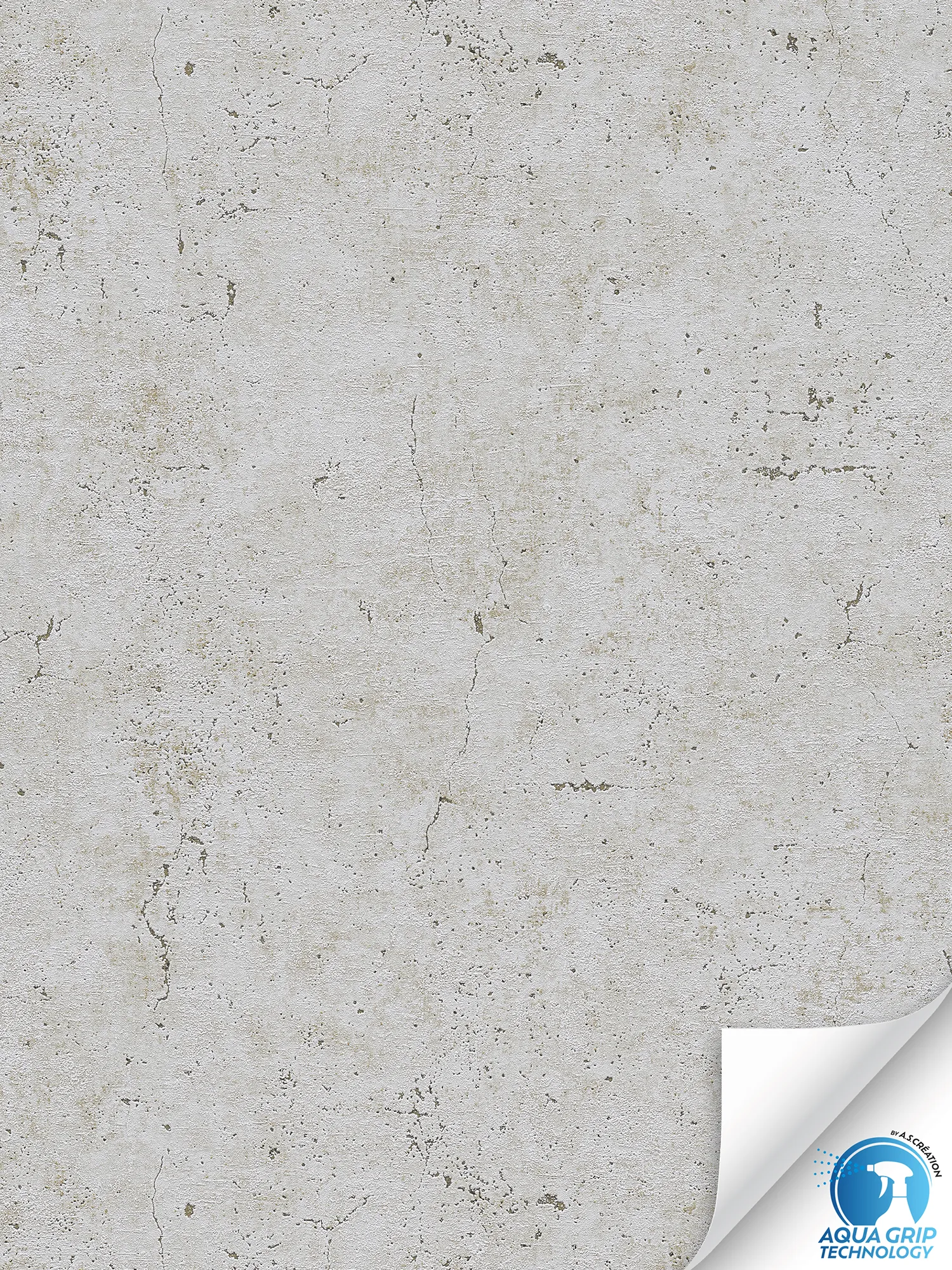 papier peint en papier intissé imitation béton avec des accents argentés et une structure grossière - Water. Fixe. Prêt à l'emploi. - Gris