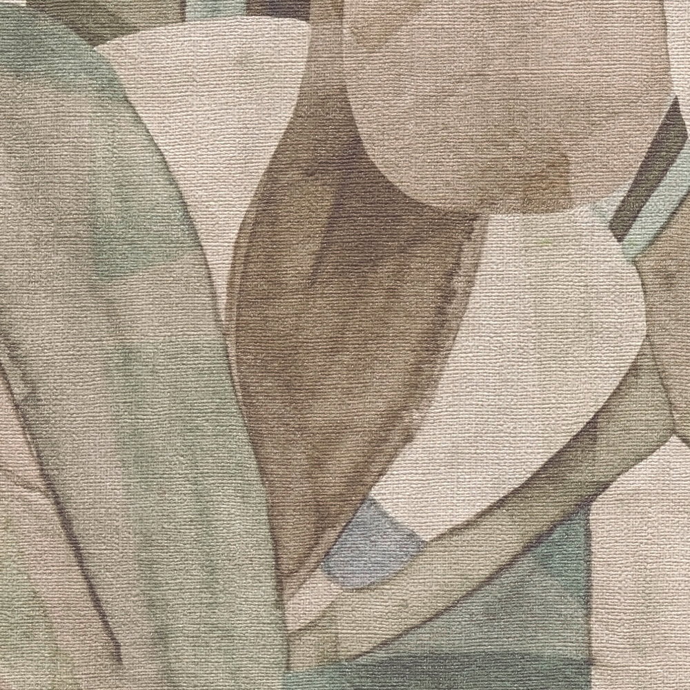             Moderne Vliestapete mit abstraktem Blättermuster, leichte Struktur – Bunt
        