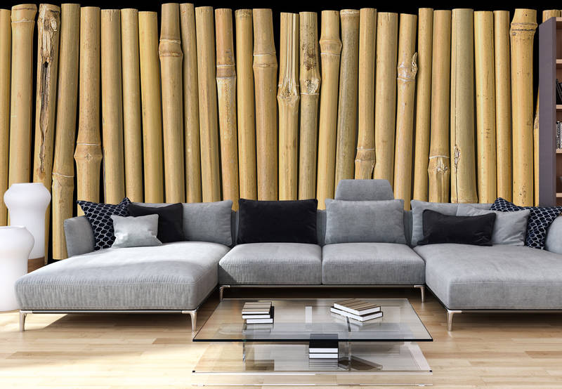             Exotische Bambus Fototapete – Vliestapete in 3D Optik mit Dschungel Flair – Beige, Braun
        
