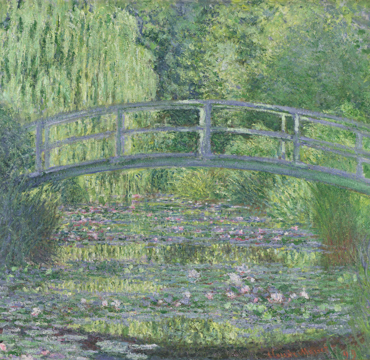 Brücke, Seerosen, Teich, Grün, Impressionismus