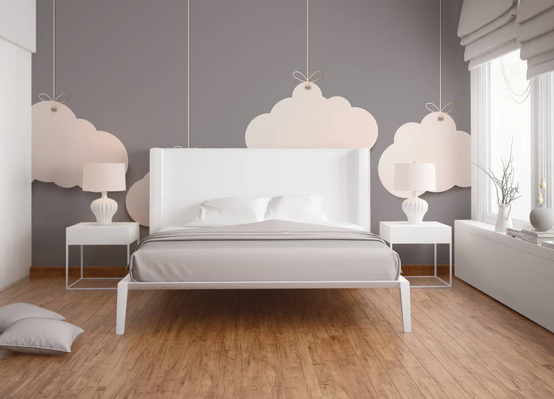             Kinderkamer Clouds Onderlaag behang - Grijs, Wit
        