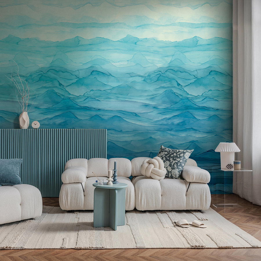 Wandtapete, Seenansicht, Wohnzimmer, Möbelstoff, Kissen