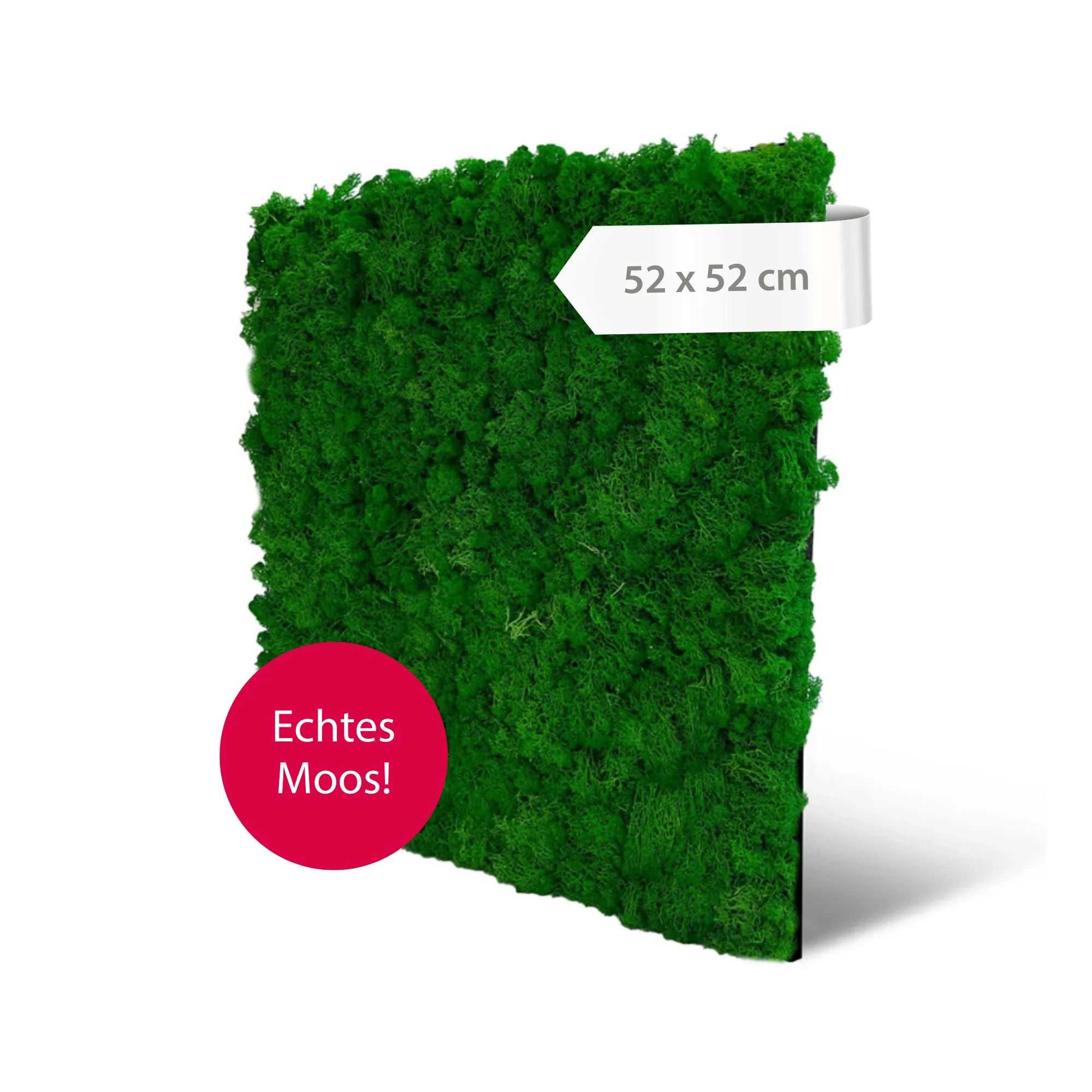 Wall panels with real moss in a lush green, 52 x 52 cm