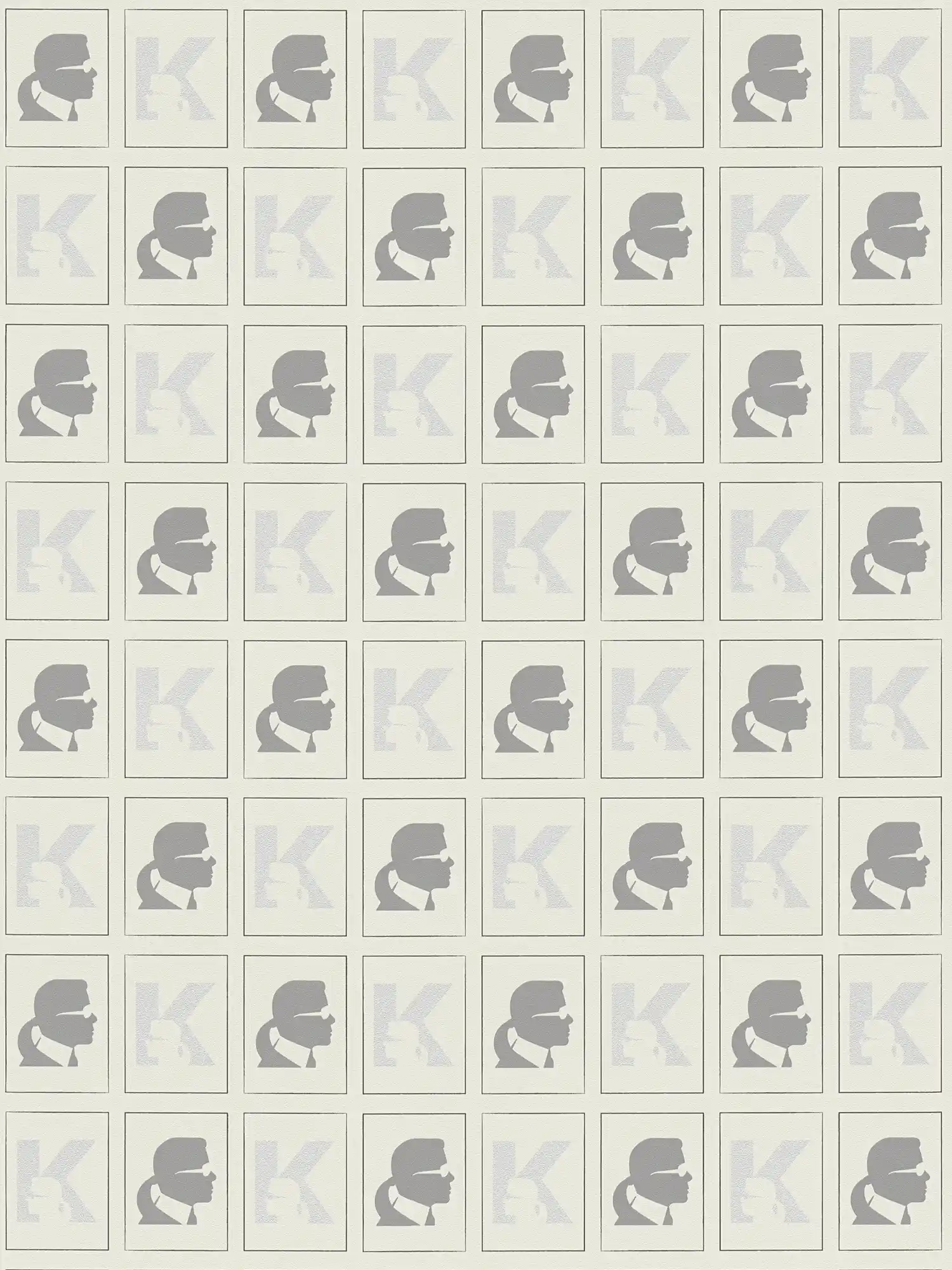         Non-woven wallpaper Karl LAGERFELD with profile pattern - grey, black
    