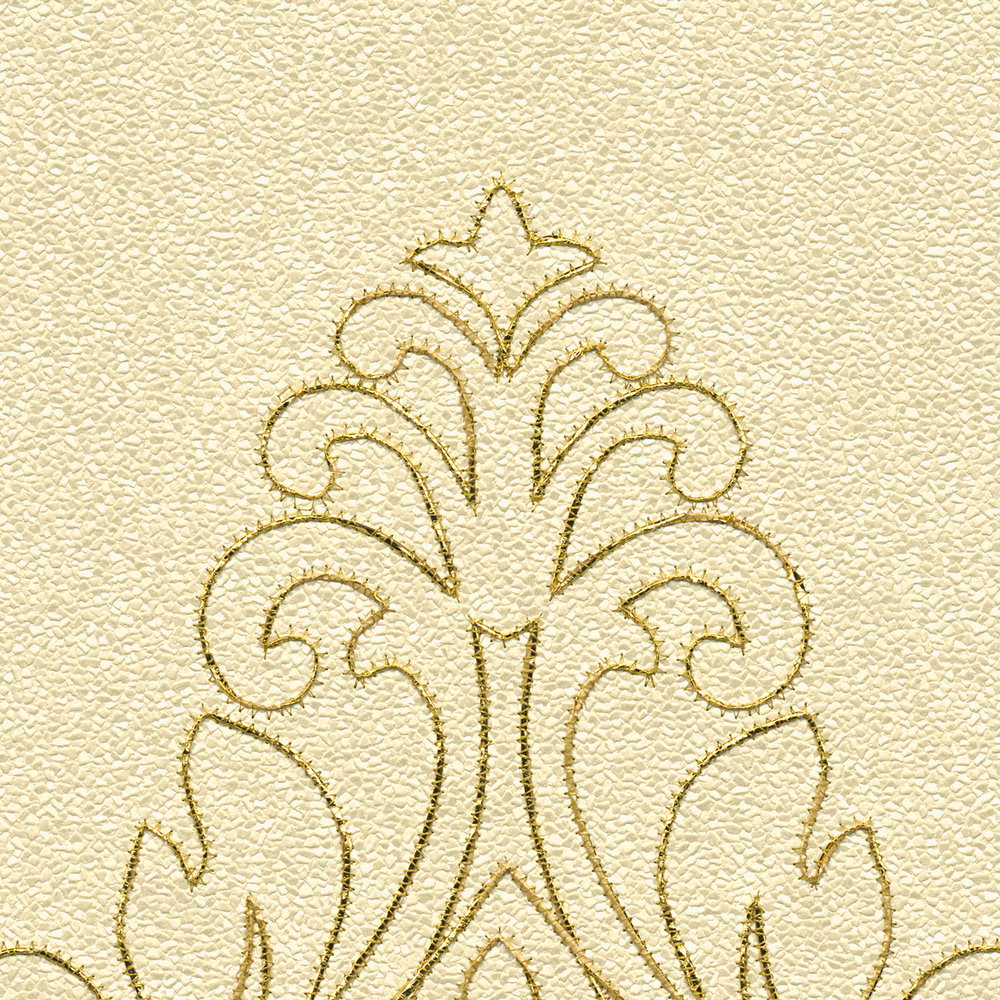 Premium-Wandpanel mit glänzendem Hintergrund und Goldschimmer-Stickerei – Gelb, Gold