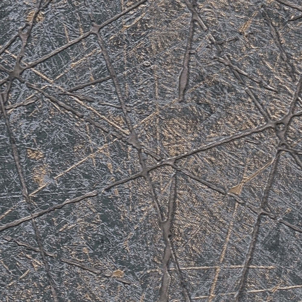             Metallic-Look Vliestapete mit grafischem Linienmuster – Schwarz, Bronze
        