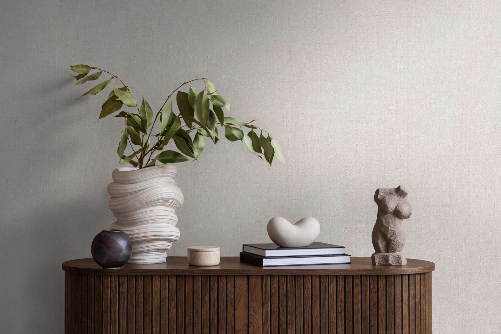 vase, grünpflanze, deko, tisch, skulptur