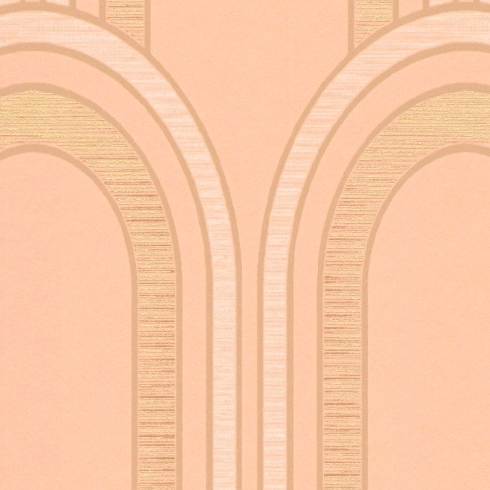             Vliesbehang met strikmotief - oranje, wit, goud
        