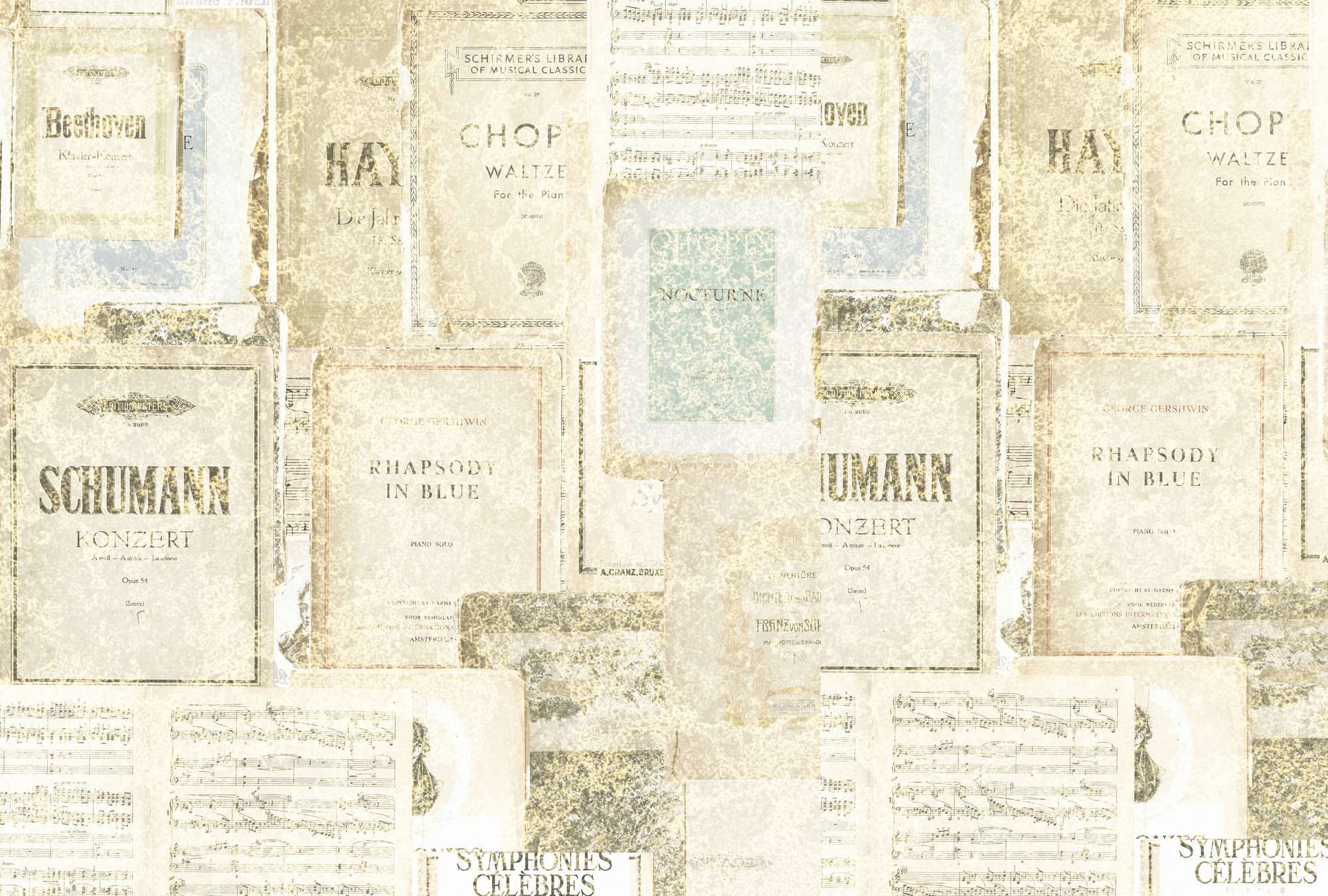 Klaviernoten, klassische Stücke, Konzertplakate, Musiknoten, Orchesterwerke