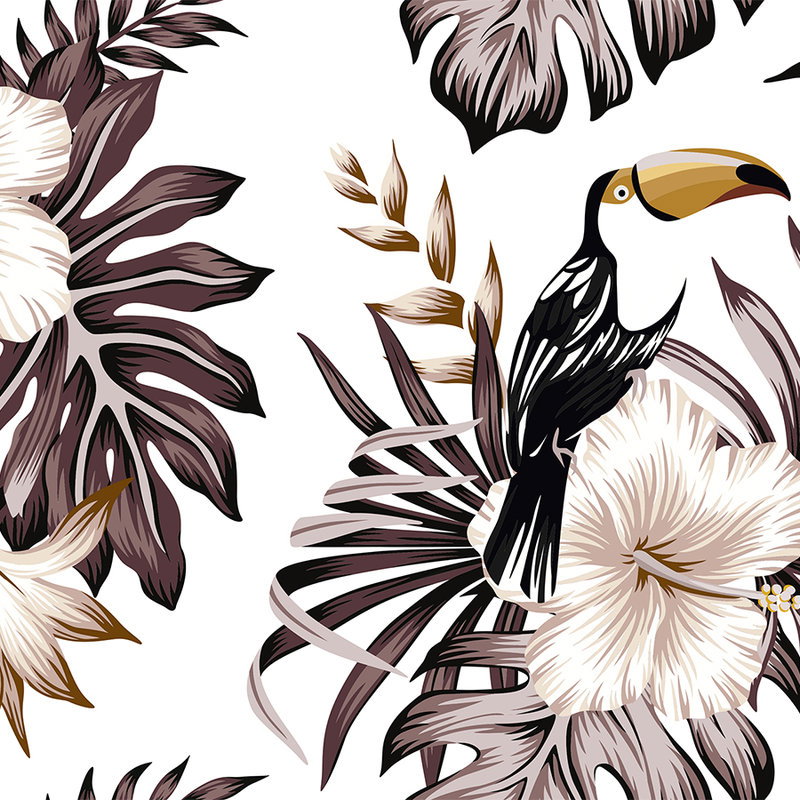 tropical, parrot, flower, leaves, pattern