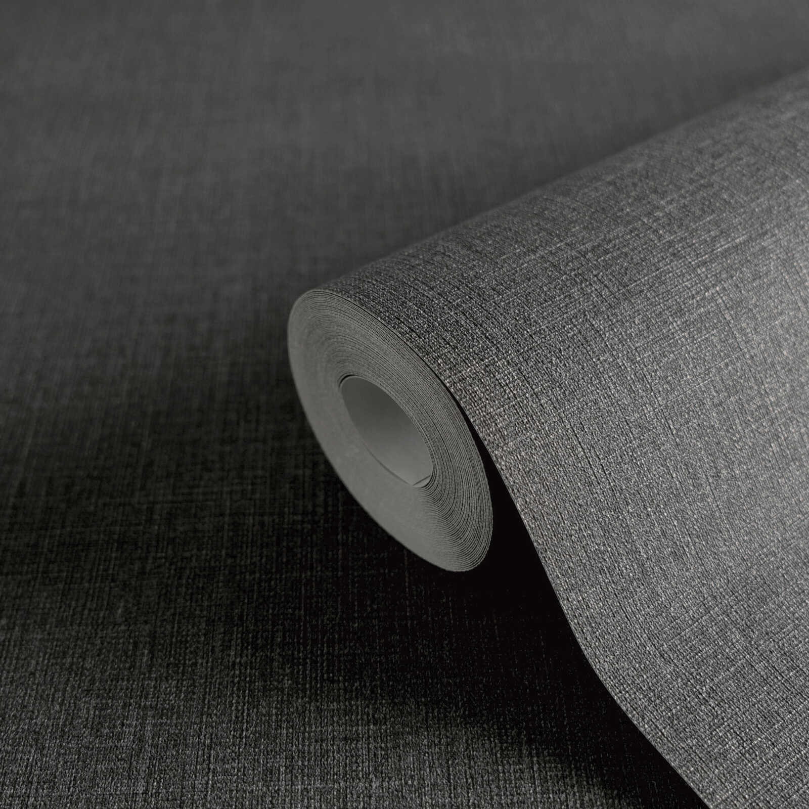 Unitapete in Textiloptik mit leichter Struktur bunt – Schwarz