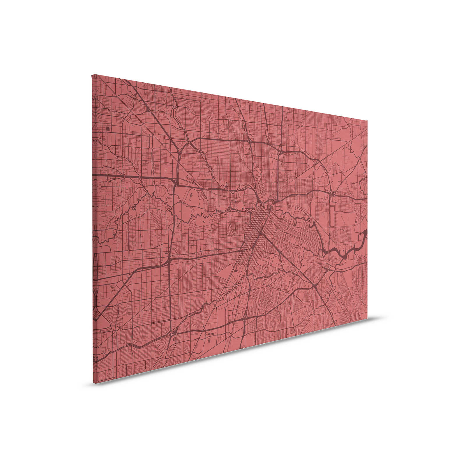         Tableau toile Carte de la ville avec tracé des rues | rouge - 0,90 m x 0,60 m
    
