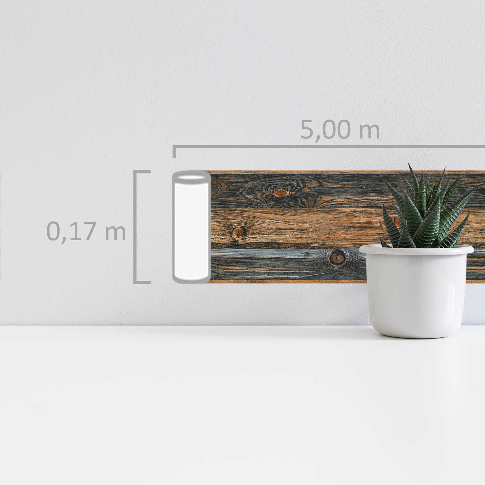             Zelfklevende behangrand houtlook rustiek - beige, bruin, grijs
        