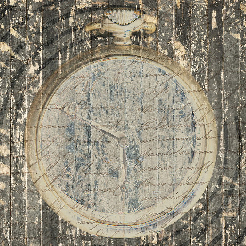         Used-Look Fototapete – Vliestapete im Retro Stil mit Taschenuhr – Braun, Grau
    