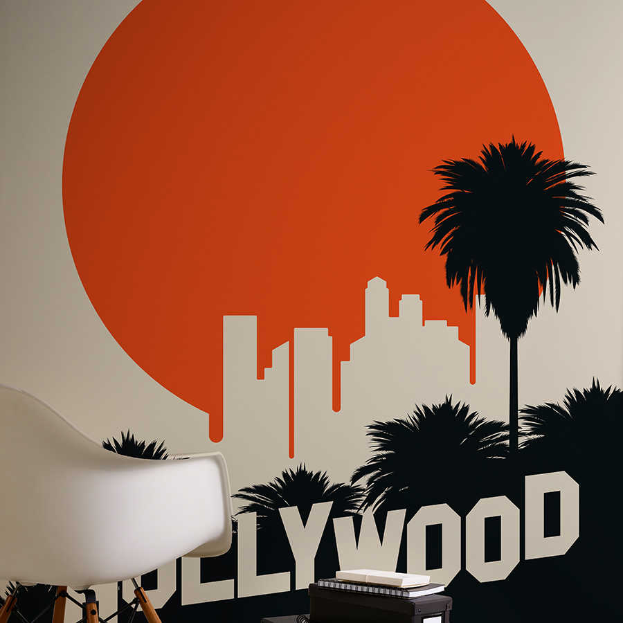 Sonnenuntergang, Stadtlandschaft, Silhouette, Palmen, Hollywood