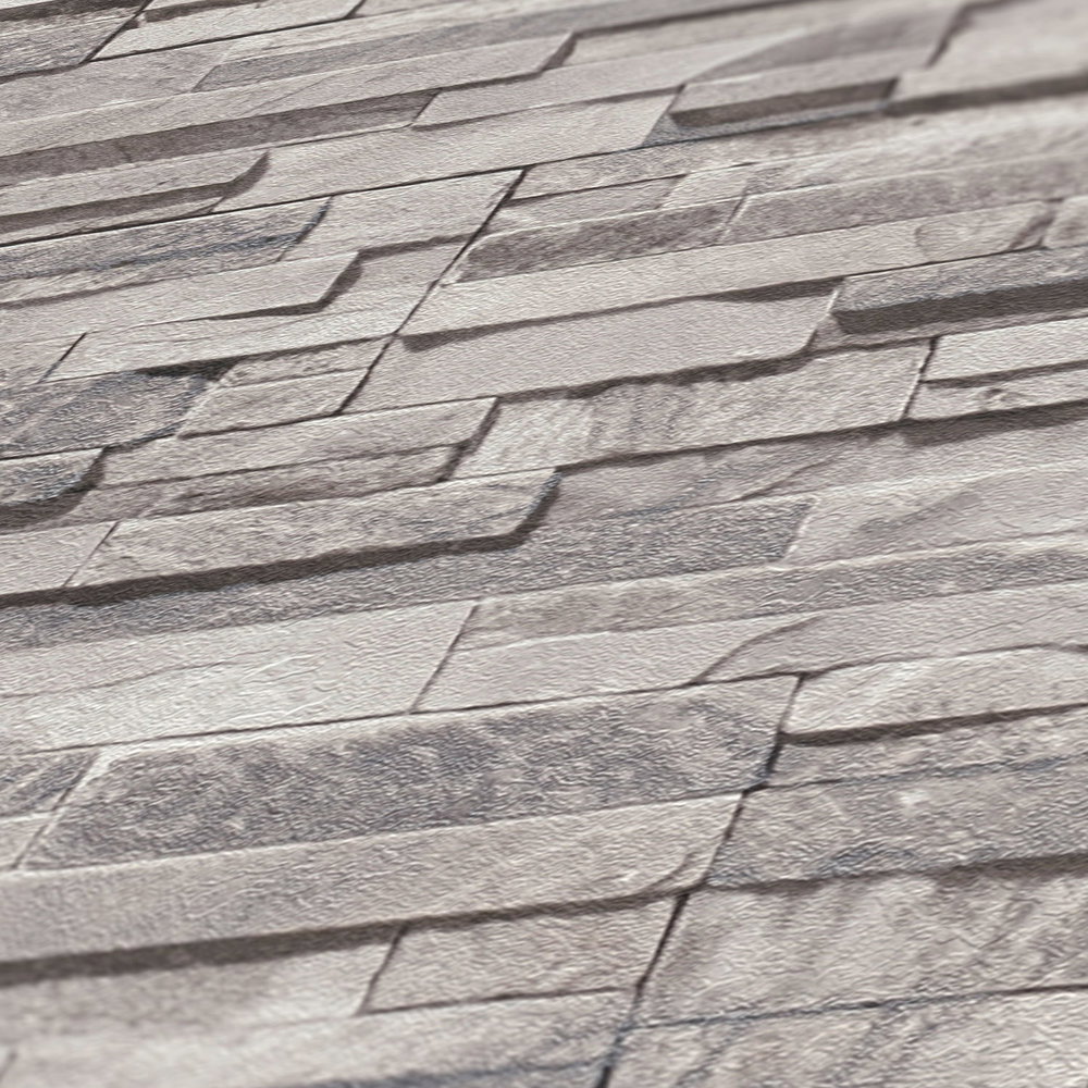             Steinoptik Vliestapete mit glänzenden Muster – Hellgrau, Beige, Silber
        