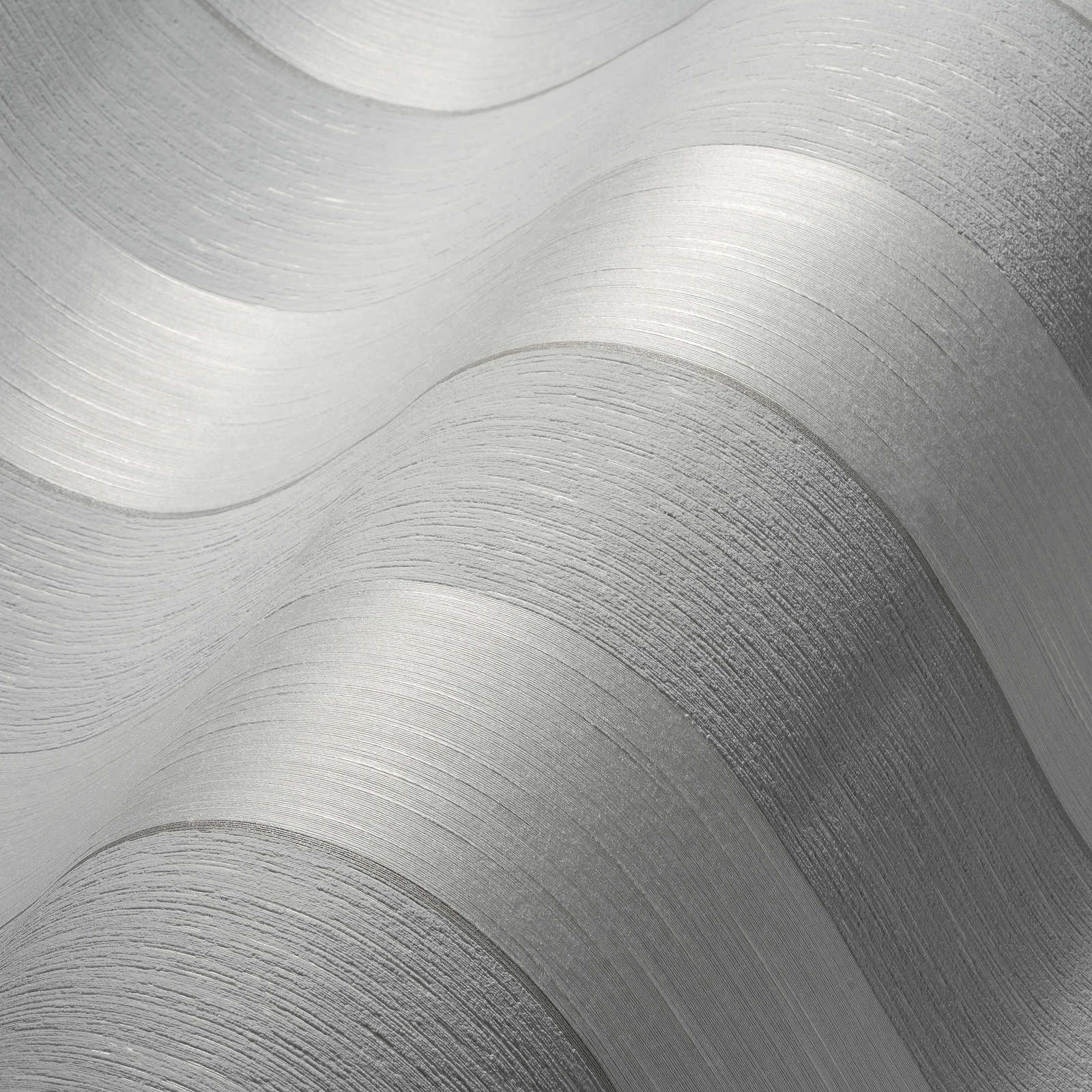             Tapete Struktureffekt-Streifen meliert – Grau, Weiß
        