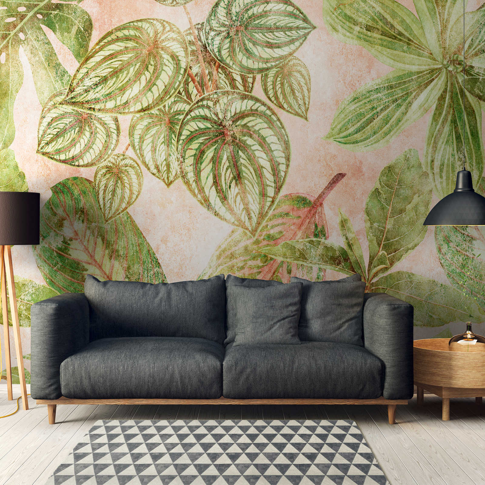         Behang nieuwigheid | bladeren behang met XXL motief in vintage design
    