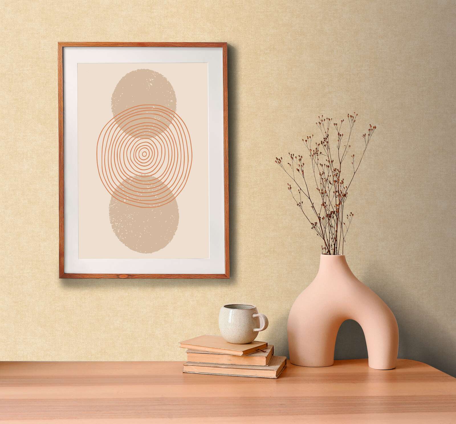 kunstdruck, geometrisch, kreise, neutrale dekoration, wandkunst