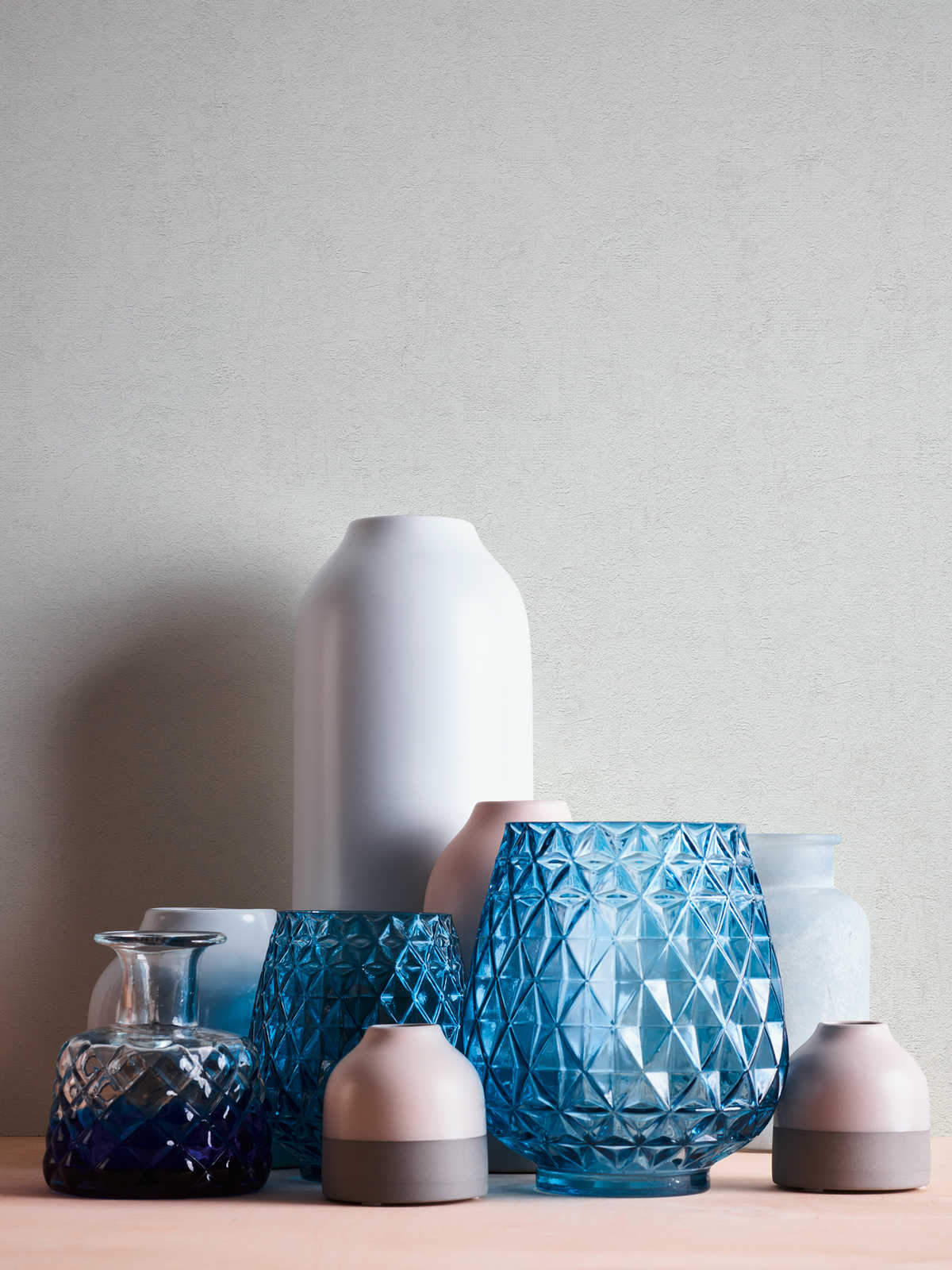             Putzoptik Tapete Cremeweiß mit Used Design – Metallic, Weiß
        