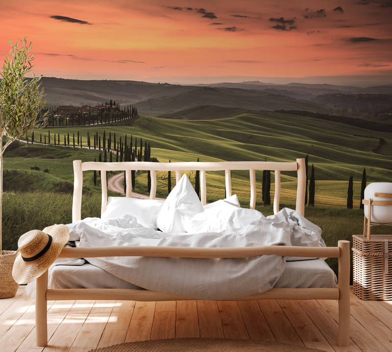             Toskanischen Landschaft in der Dämmerung – Grün, Orange
        