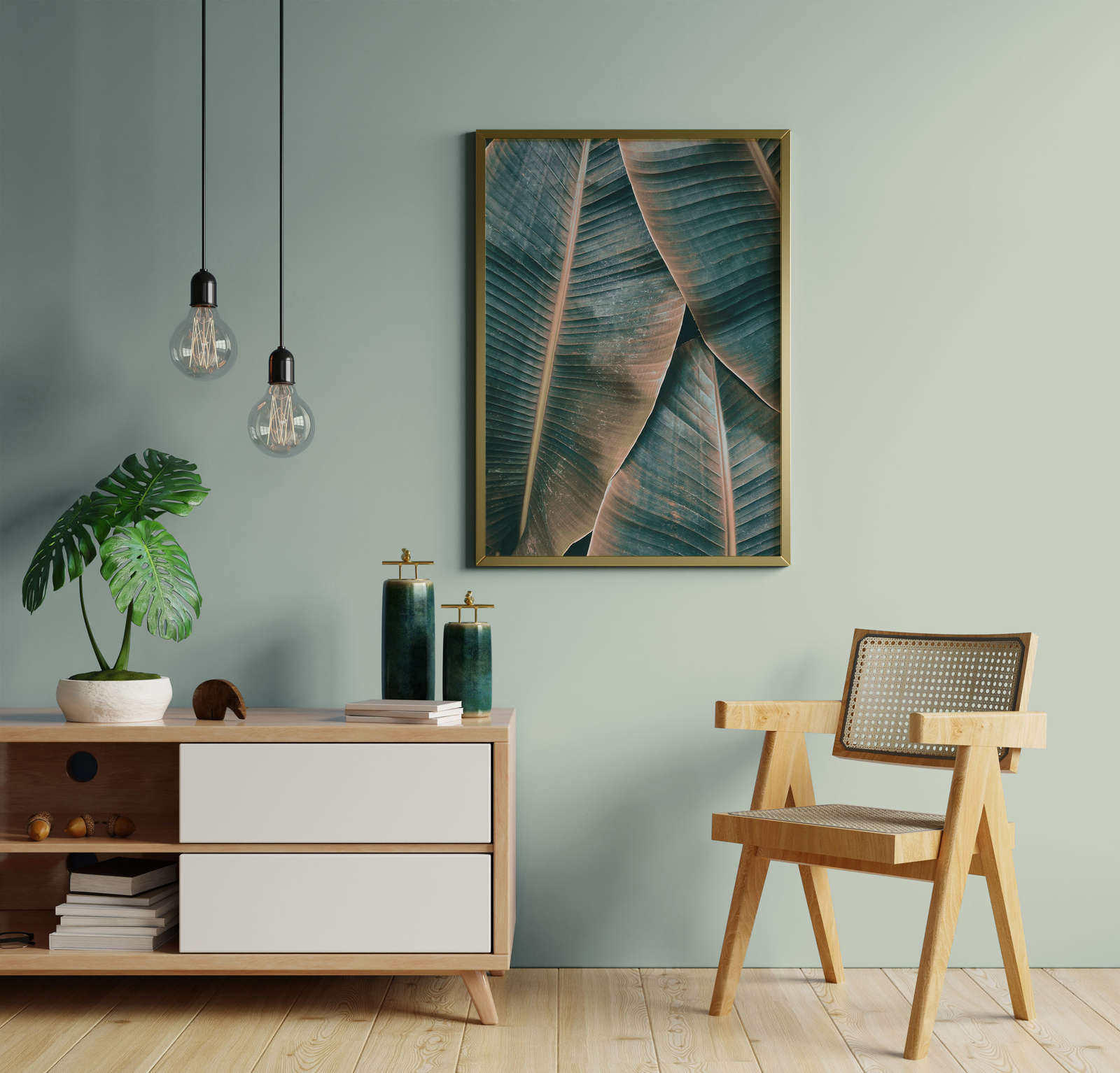 poster, wall art, Blättermuster, grüne Dekoration, Rahmen