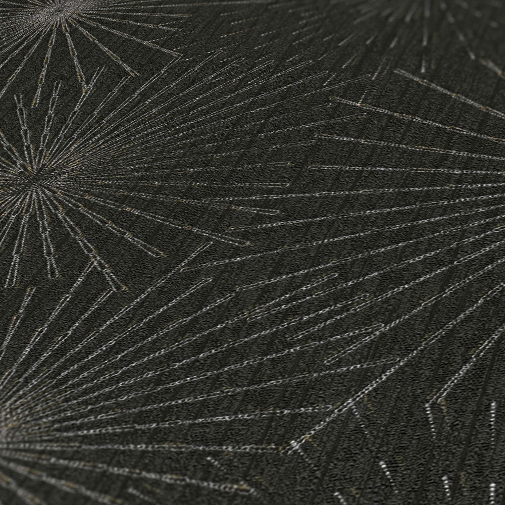             Retro Tapete 50er Starburst Motiv – Schwarz, Metallic
        