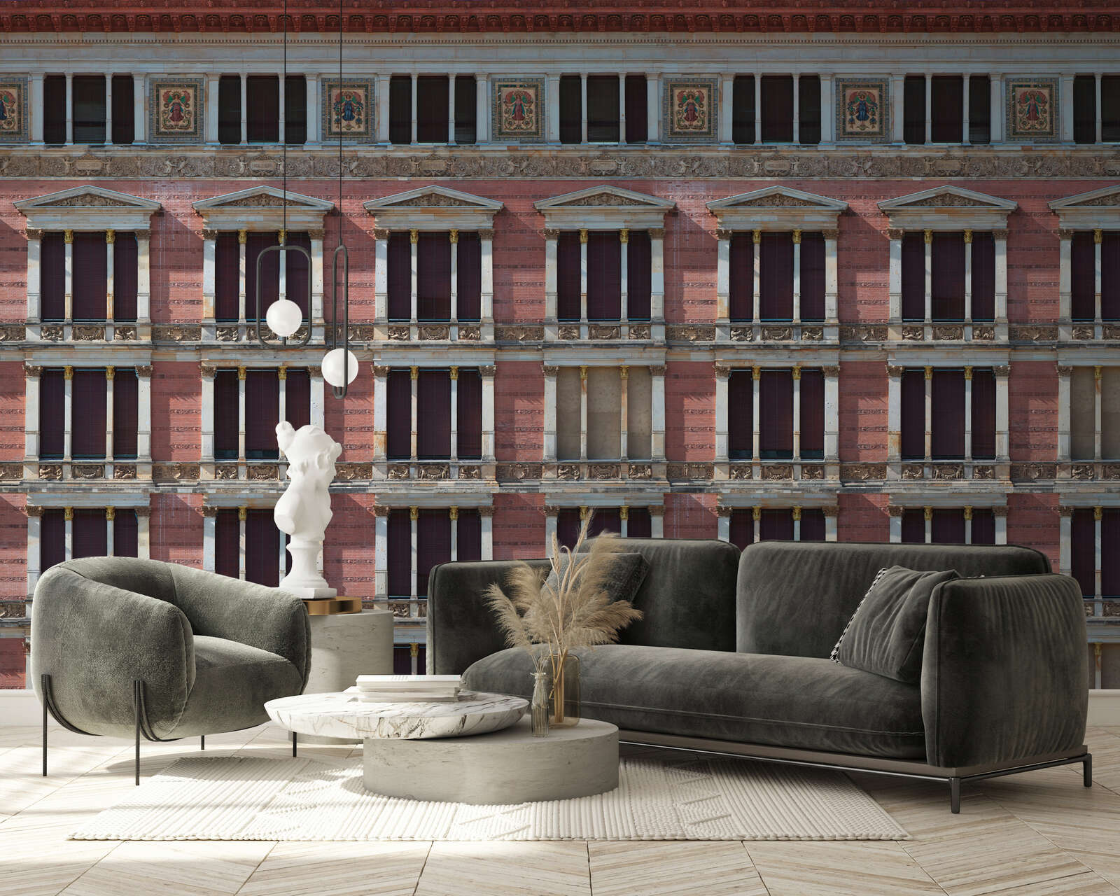 Sofa, Sessel, Wohnzimmer, Couchtisch, Wandtapete