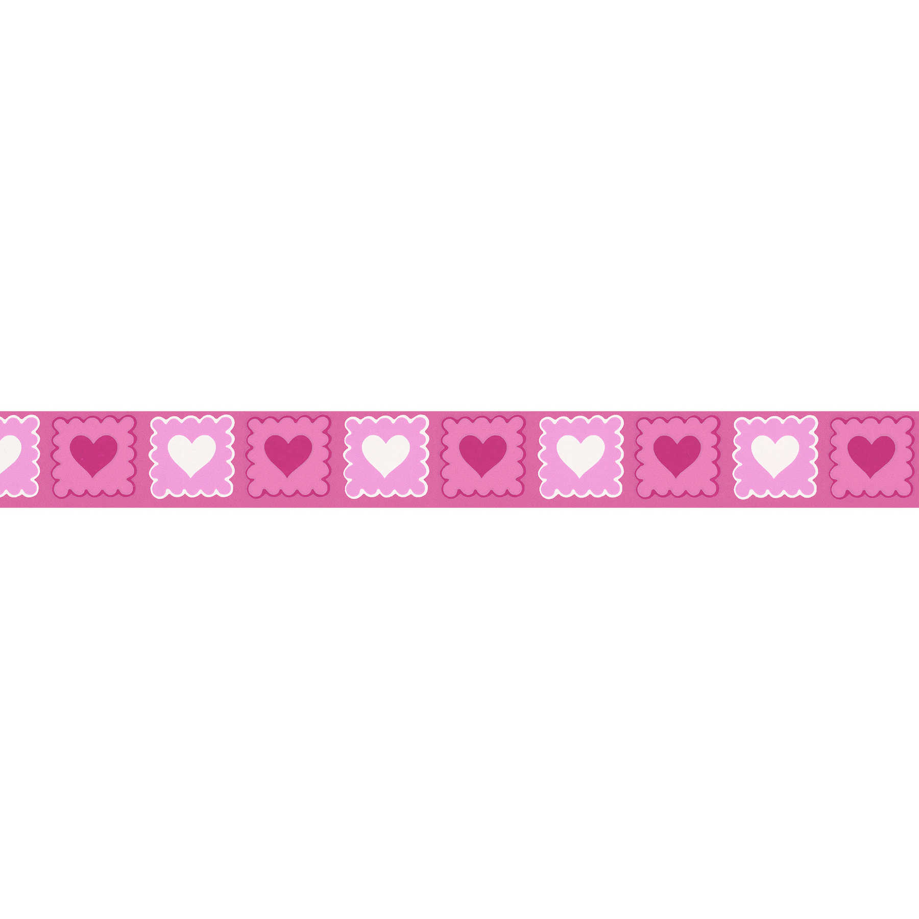         Pink border with heart pattern for Nursery - Pink, White, Colorful
    