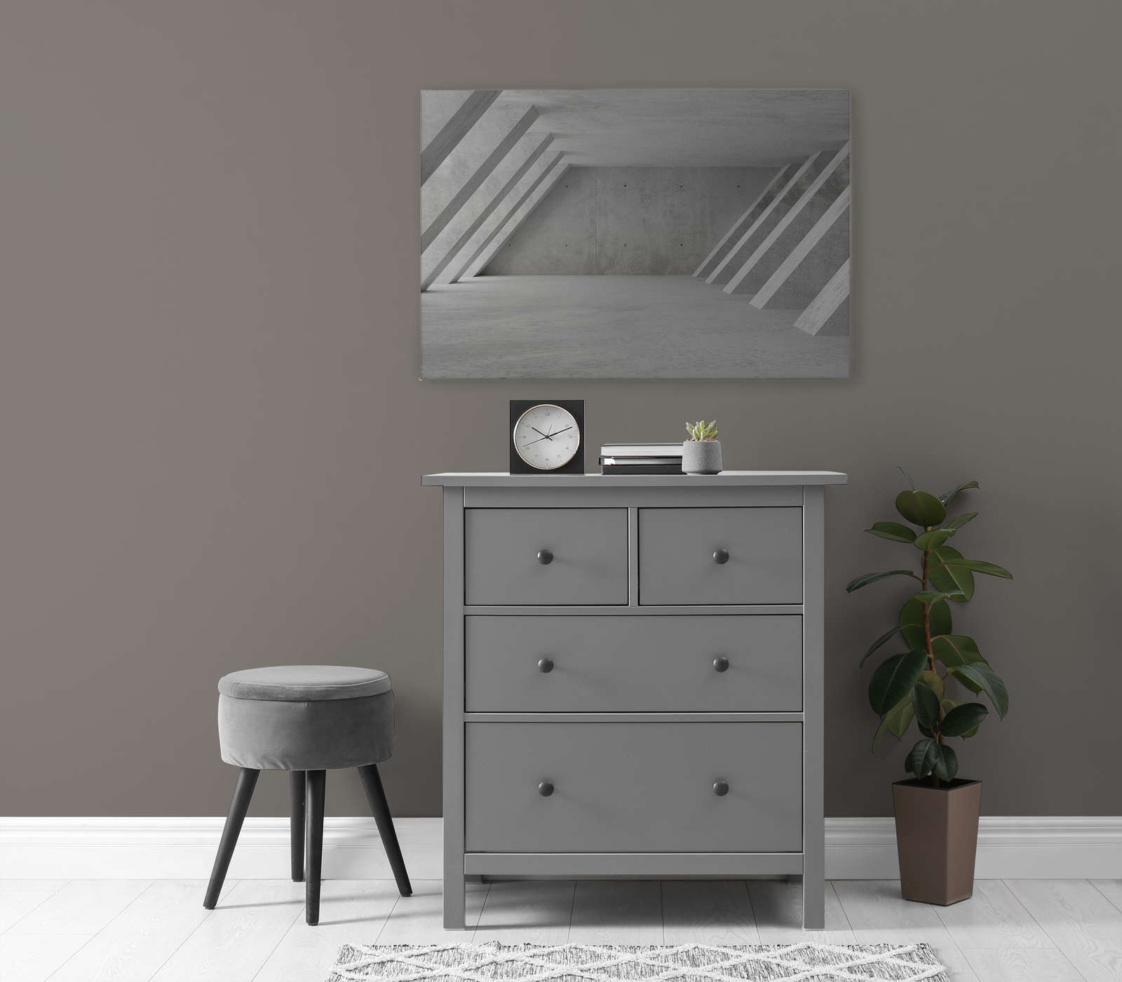             Leinwandbild mit 3D-Optik Raum aus Beton – 0,90 m x 0,60 m
        