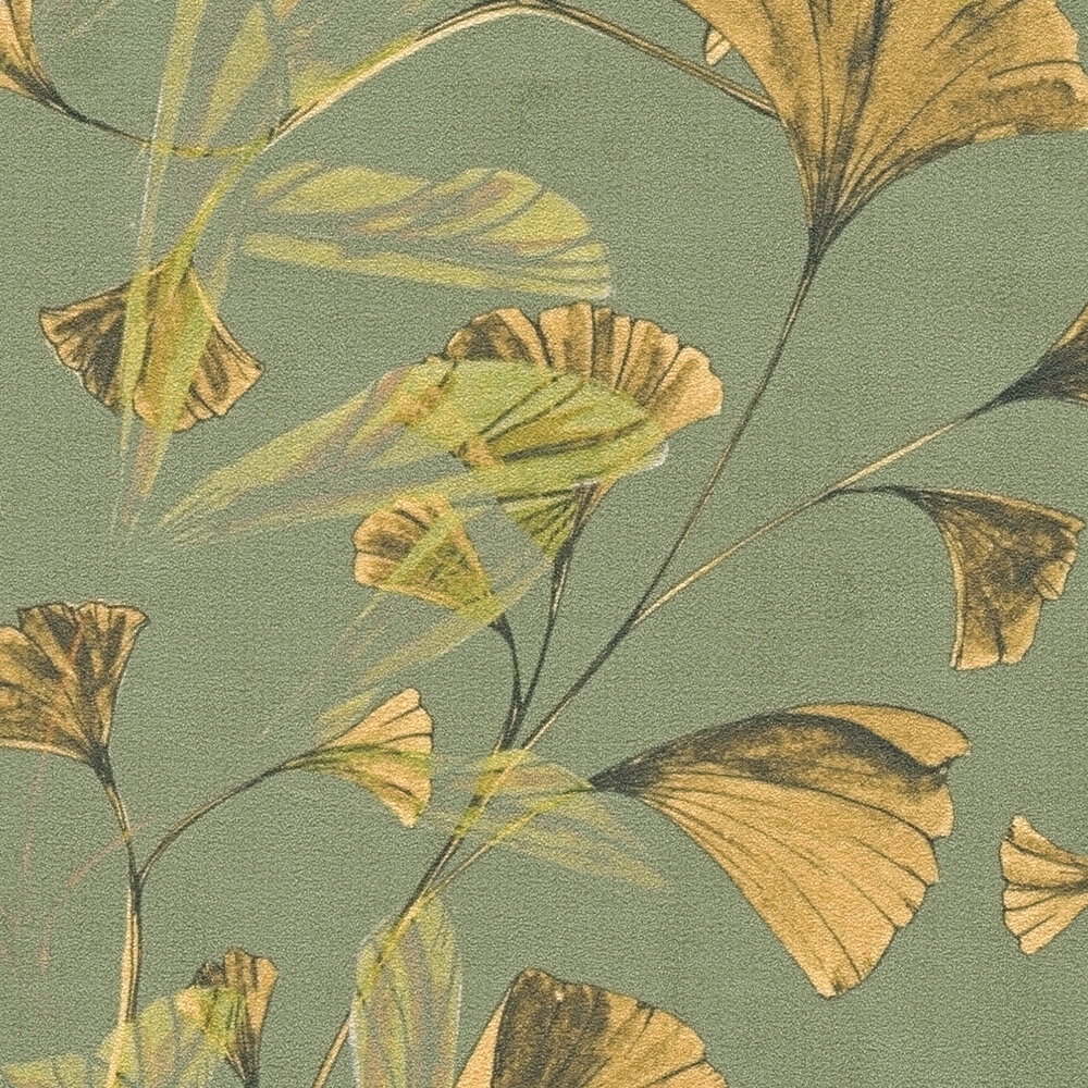             Stilvolle Vliestapete mit filigranem Rankenmuster im Vintage-Stil, feine Struktur – Gold
        