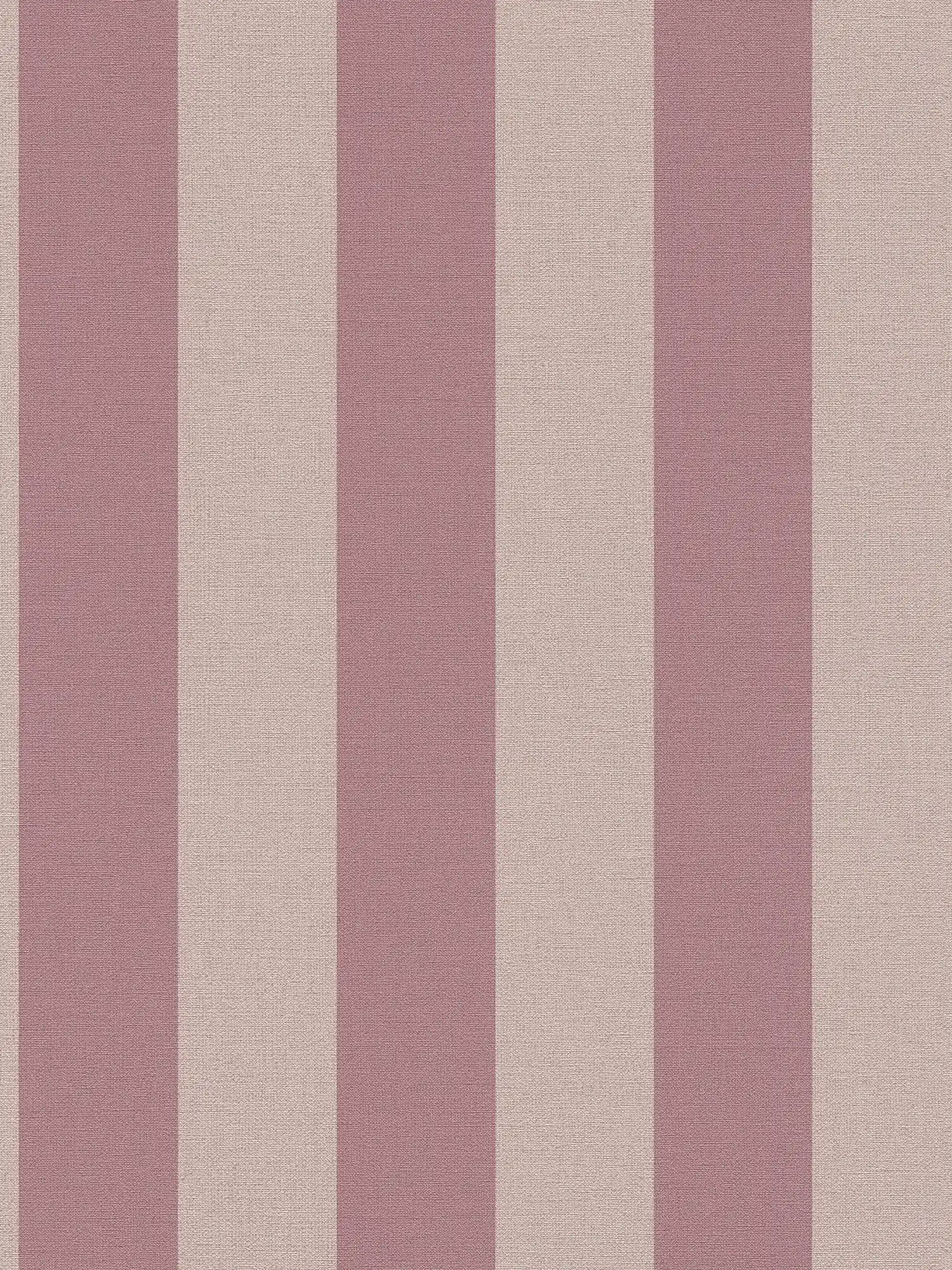 PVC-free striped wallpaper with linen look - purple, grey