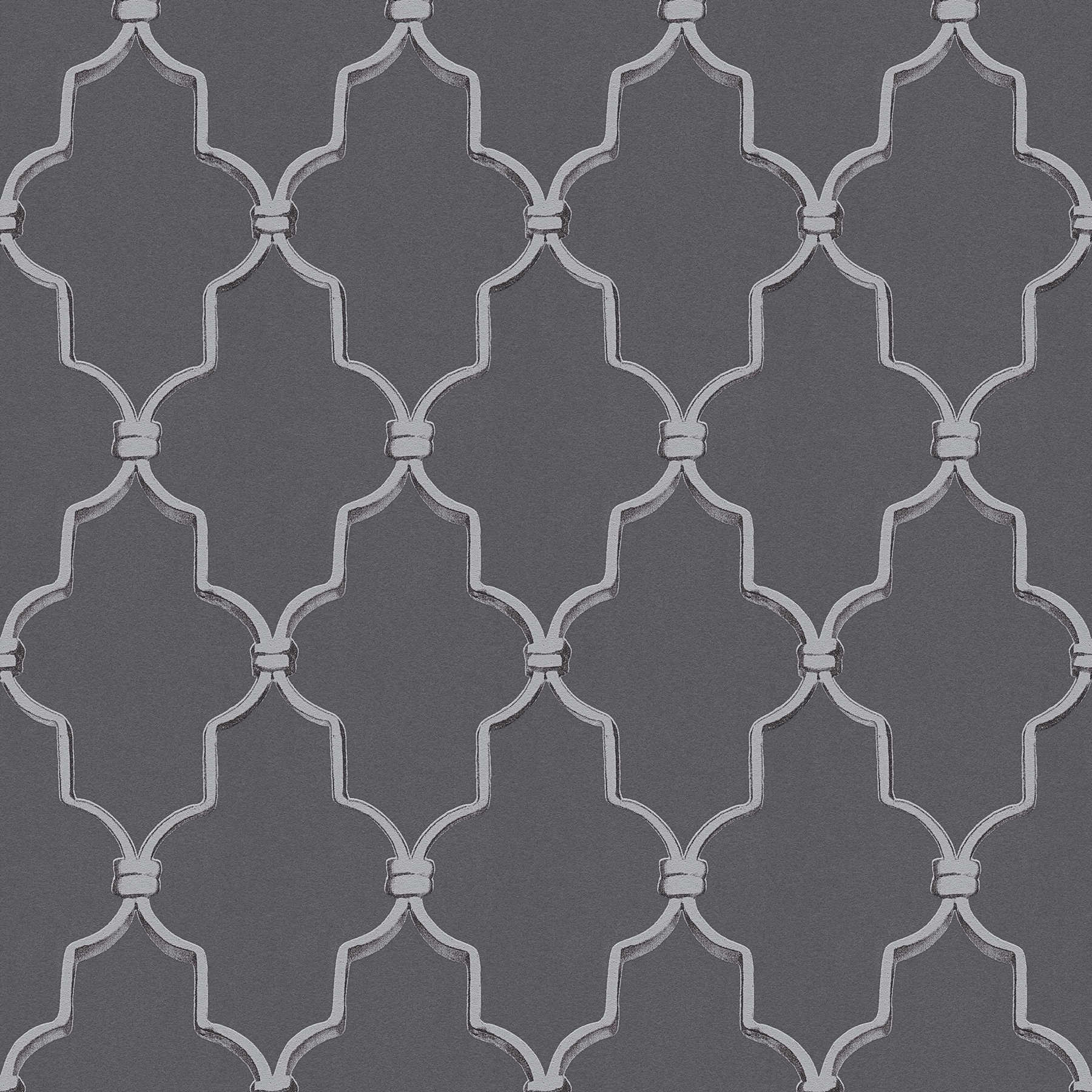         Papier peint Art déco à motifs métalliques style rétro - Gris
    