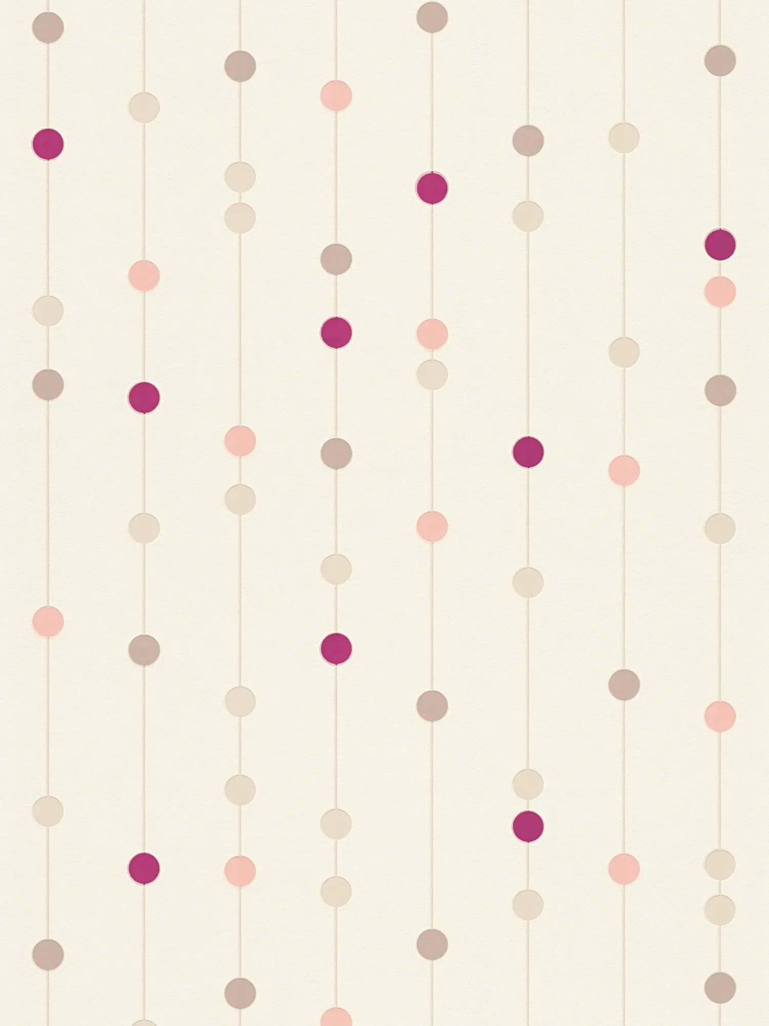 Papier peint intissé à pois violet avec effet métallique - rouge, beige, blanc