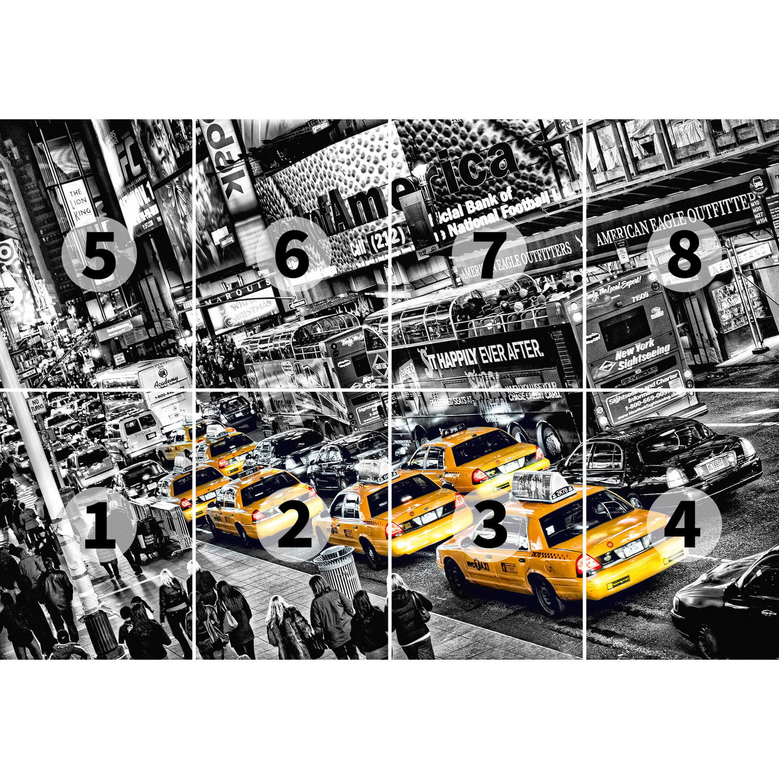             Urbane Großstadt Fototapete mit Taxi-Motiv
        