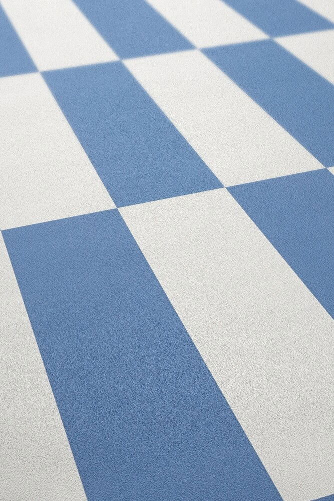             Vliesbehang met grafisch vierkant patroon - blauw, wit
        