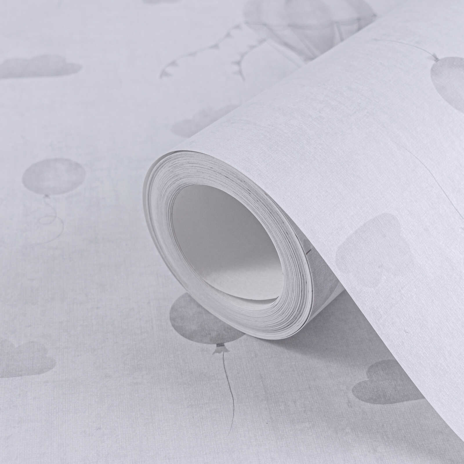             Vliestapete mit Heißluftballons in sanften Pastelltönen – Traumhafte Wandgestaltung fürs Kinderzimmer – Grau
        