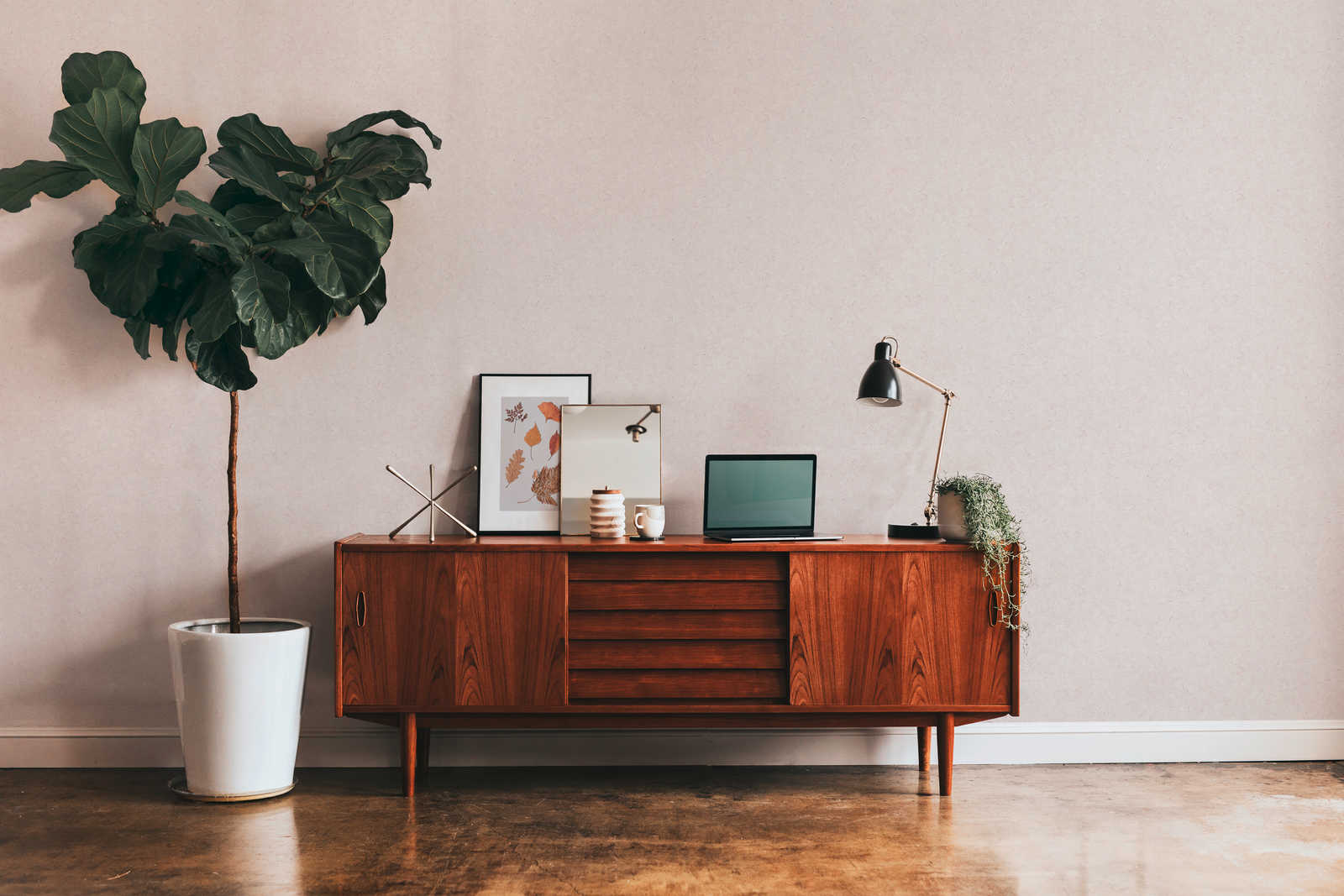             Strukturmuster Tapete unifarben, mit Betonoptik – Rosa
        