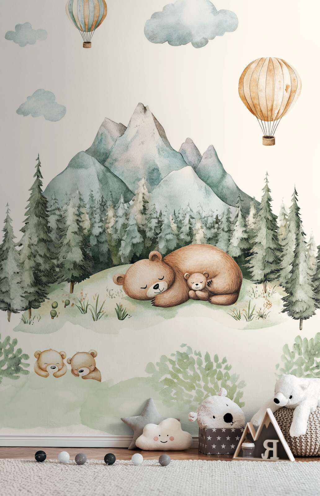 wandertier, Bär, Wald, Wandbild, Kinderzimmer