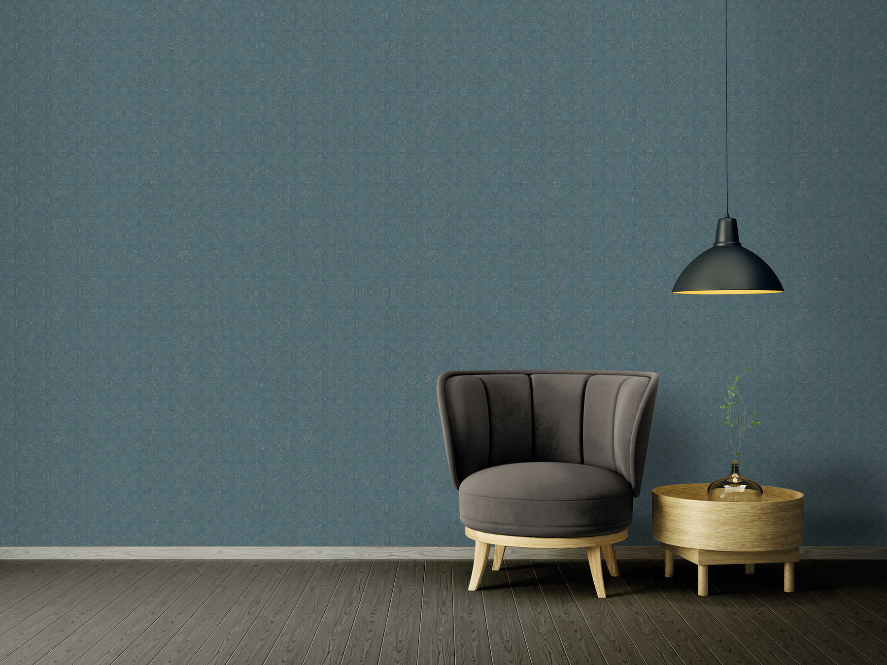             Mustertapete African Style grafische Punktmalerei – Blau, Gold
        