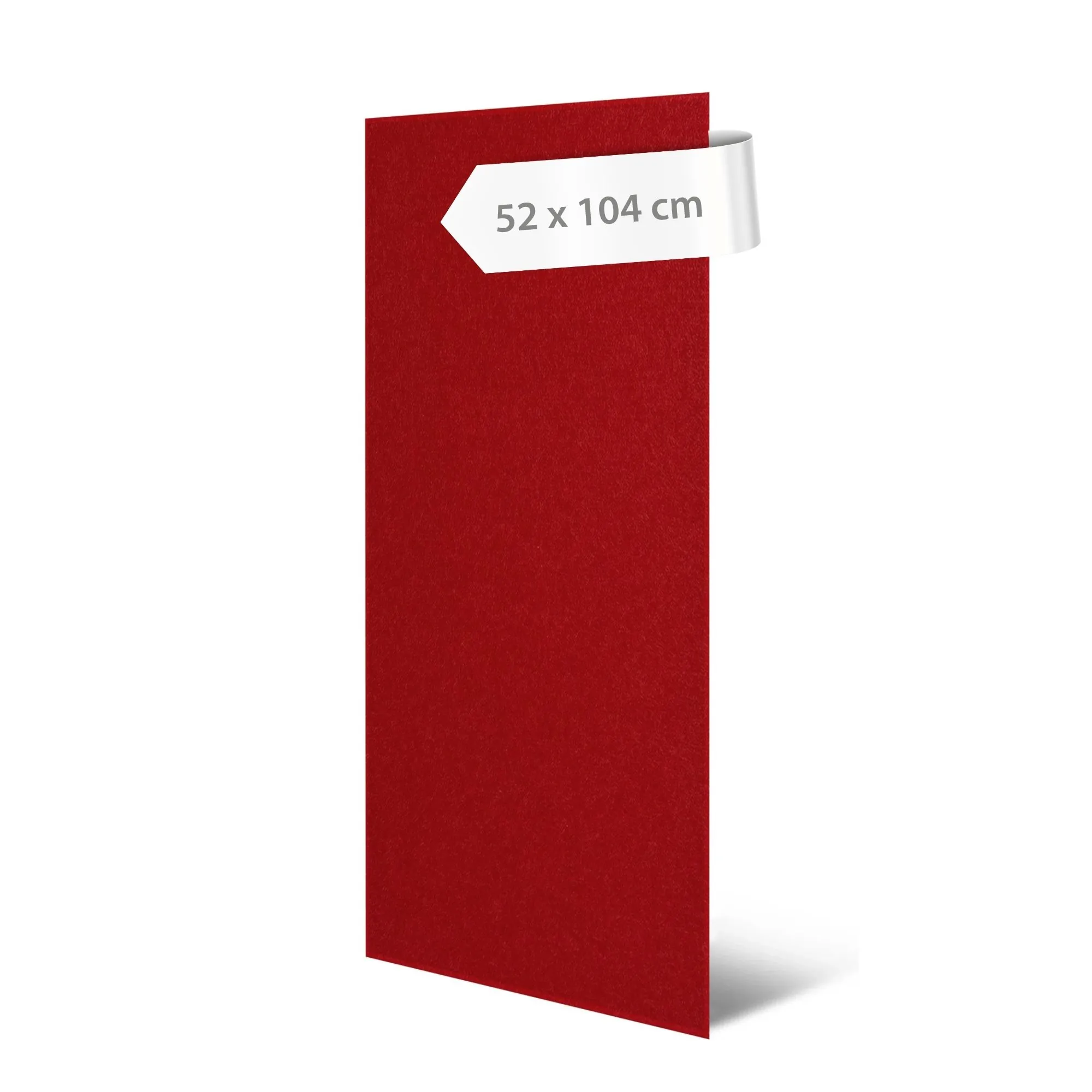 Plain-coloured acoustic wall panels made from rPET felt in cherry red, 104 x 52 cm