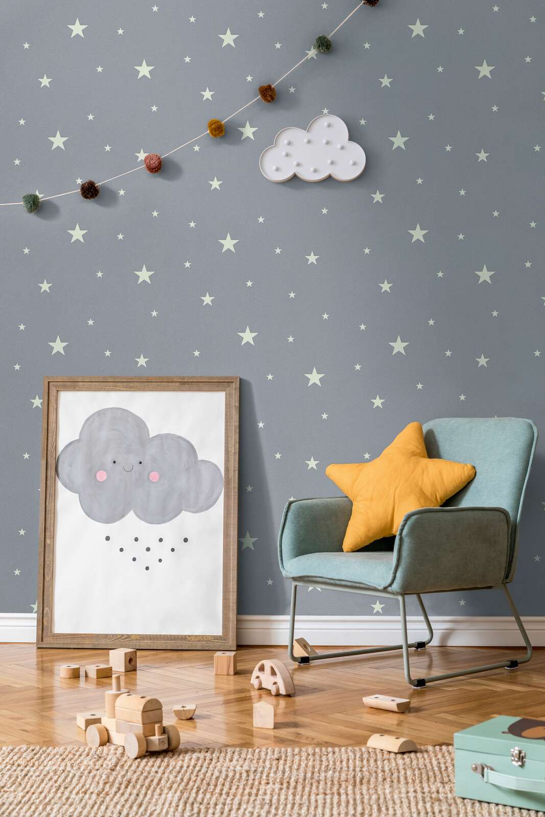 wanddekor, wandsticker, wolke, stern, spielen_deko
