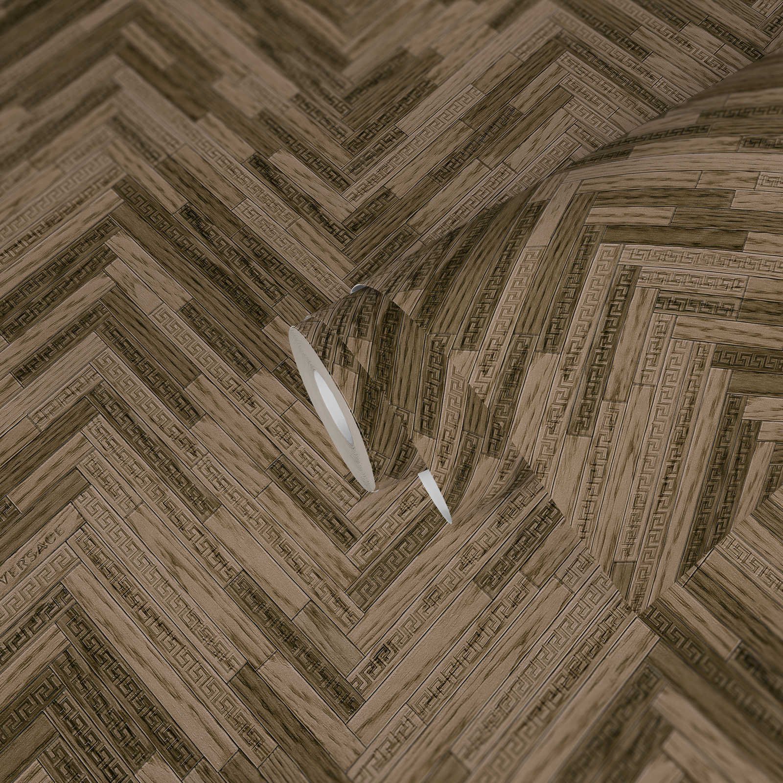             VERSACE Home Tapete elegante Holzoptik – Braun, Beige
        
