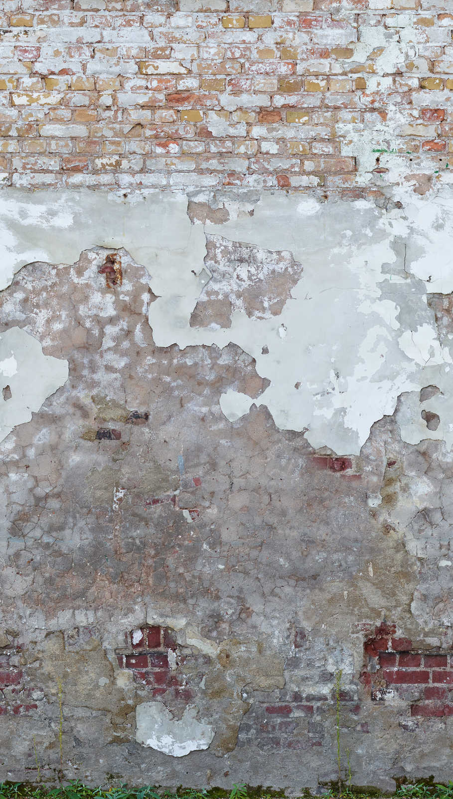             Steinwandoptik Tapete im Used Look – Grau, Beige, Rot
        