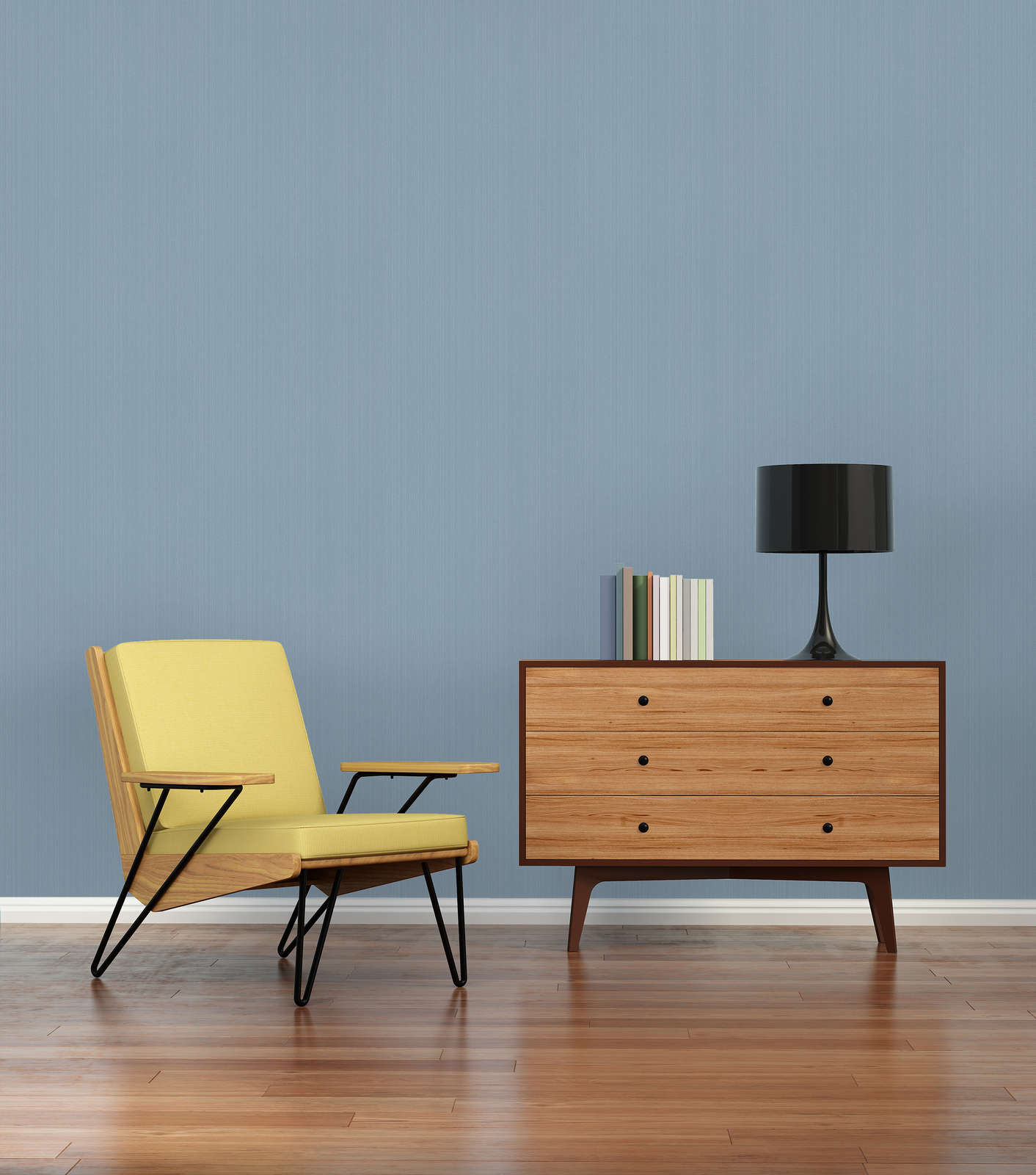             Blaue Vliestapete einfarbig, seidenmatt mit Struktureffekt
        