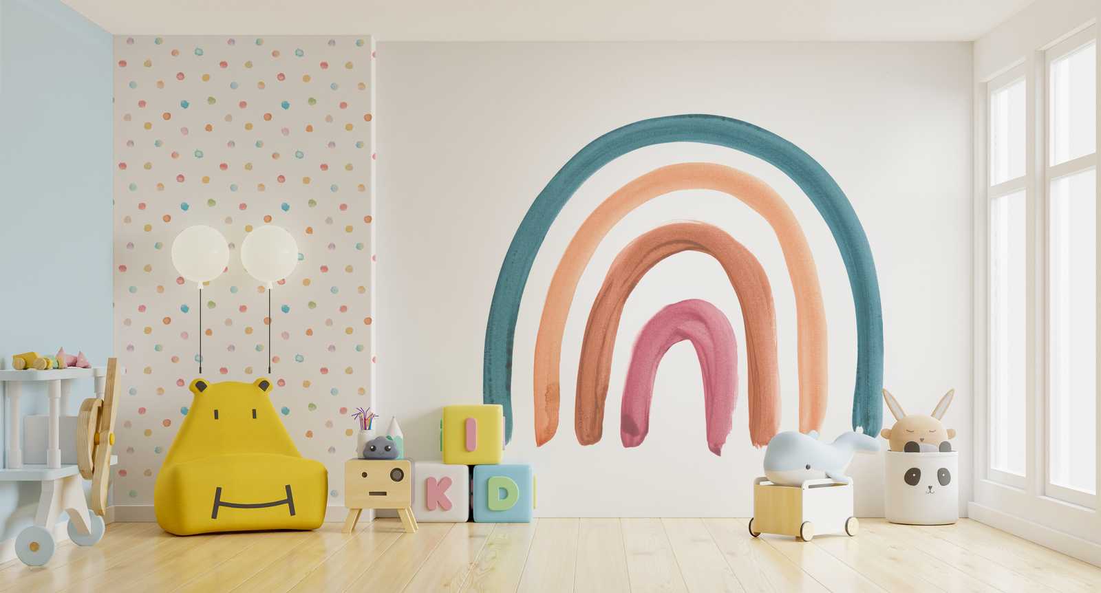 Bunte Regenbogen Fototapete im Boho Stil